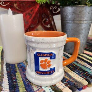 Clemson Tigers University coffee mug with a faux marble pillar design heavy!